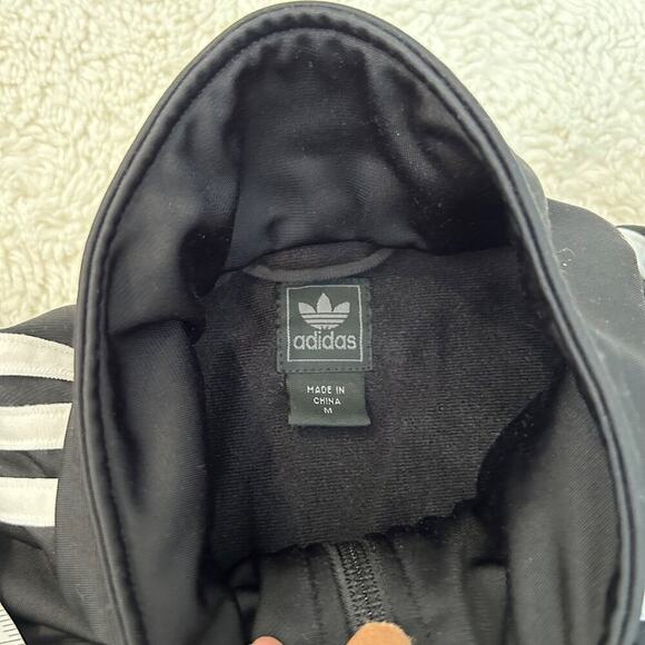 Vintage Unisex Adidas Tracksuit Medium Lined Jacket Black White 3‎ Stripe - Picture 5 of 5